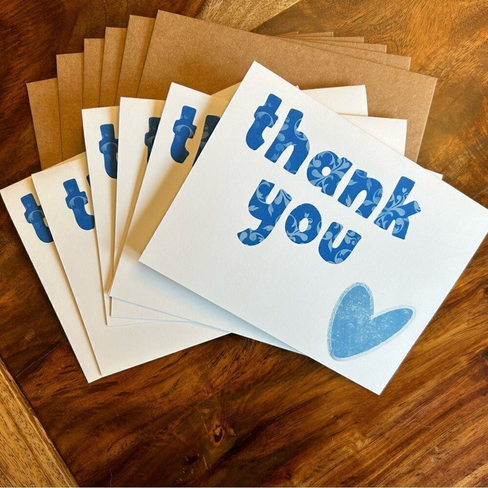 Greeting Cards Thank You Notes Thank You Card Set of 6 Custom Handcrafted Art